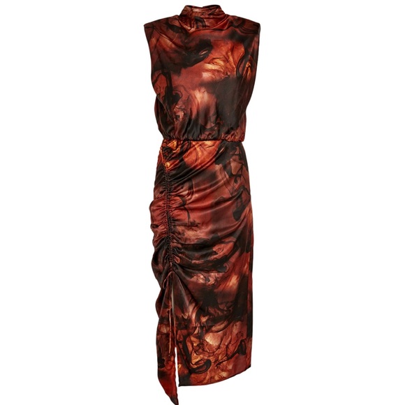 All Saints Dresses & Skirts - Allsaints orange/Red and black dress with a tie at the side